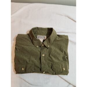 Duluth Fishing Shirt Mens Large Green Short Sleeve Hiking Camping Vented
